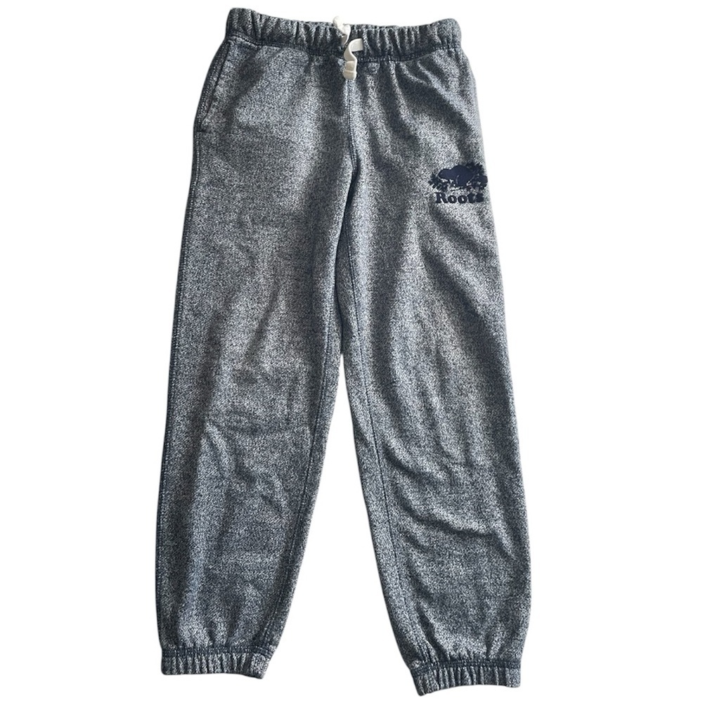 Roots Canada Kids 8 Sweatpants Track Pants Joggers Blue Salt Pepper